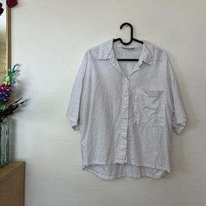 Abercrombie & Fitch White Button Down - Linen blend